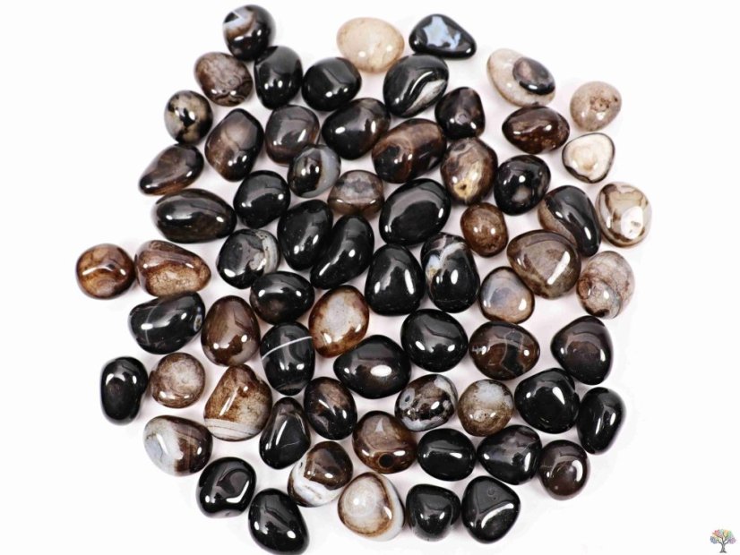 Tromlovaný kámen Achát černý M velikost 20 - 30 mm - Brazílie #548 - Množství: 100g