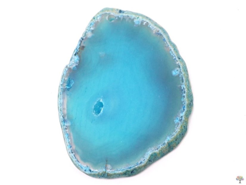 Achátový plát modro-zelený s dírkou - velikost 4 - 7 cm #493
