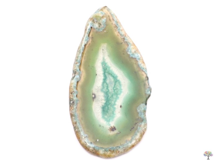 Achátový plát zelený s dírkou - velikost 4 - 7 cm #488