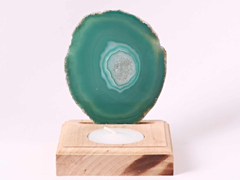 Achátový svícen plát 9 cm - Top kvalita #173