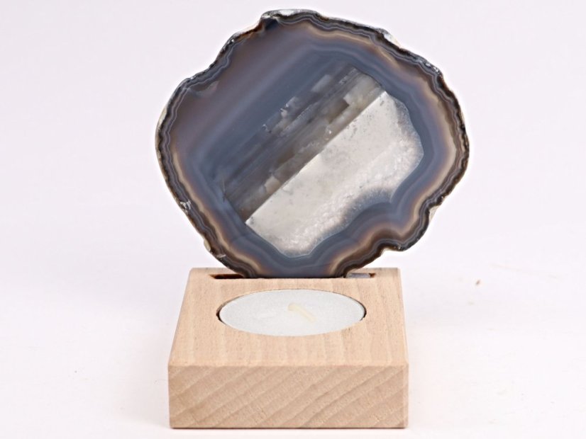 Achátový svícen plát 8 cm - Top kvalita #406