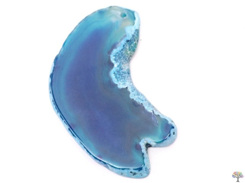 Achátový plát modro-zelený s dírkou - velikost 4 - 7 cm #493