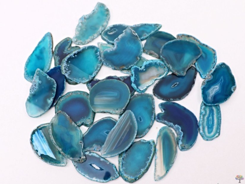 Achátový plát modro-zelený s dírkou - velikost 4 - 7 cm #493