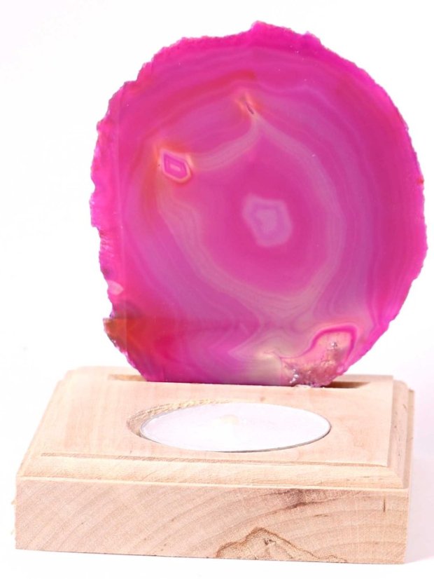 Achátový svícen plát 8 cm - Top kvalita #199