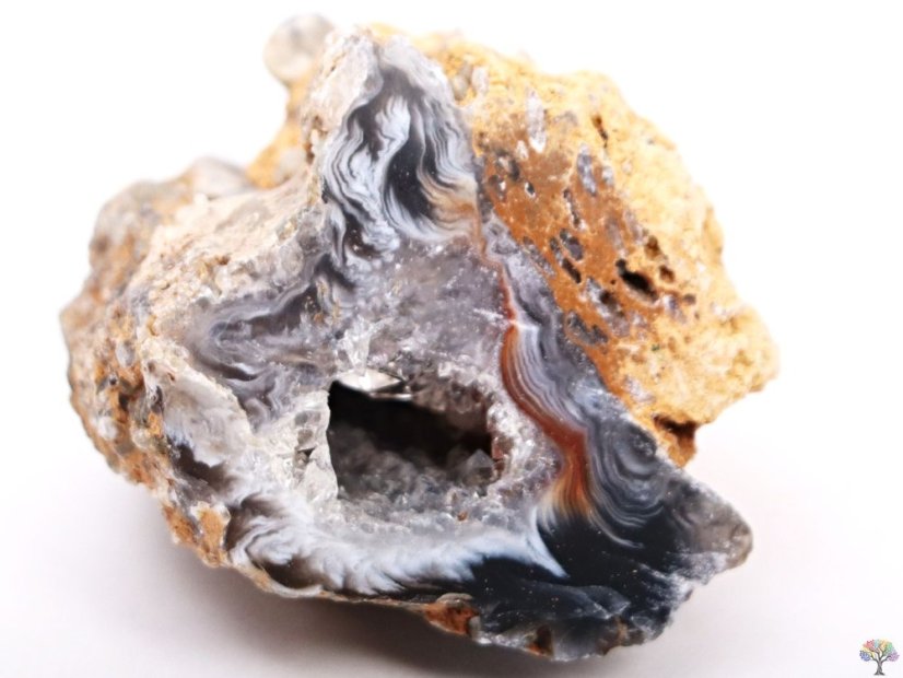 Achát peříčkový 2 - 3 cm přírodní geoda #ZB76