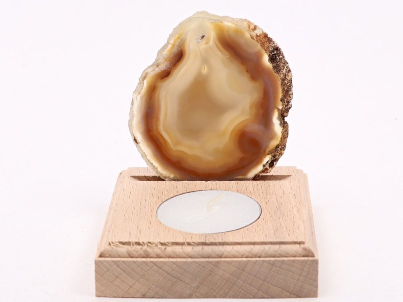 Achátový svícen plát 7 cm - Top kvalita #545