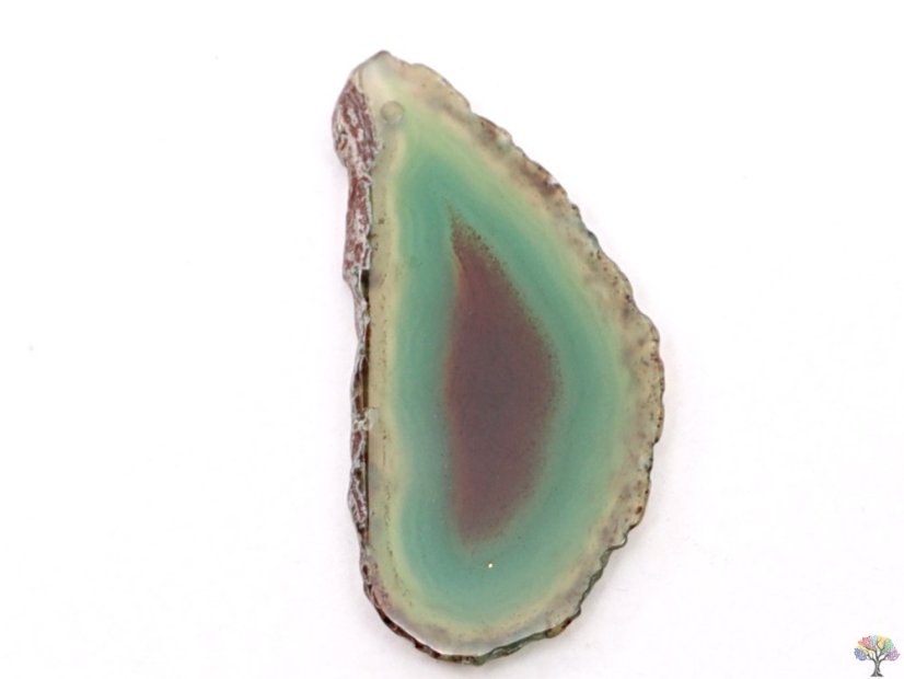 Achátový plát zelený s dírkou - velikost 4 - 7 cm #488